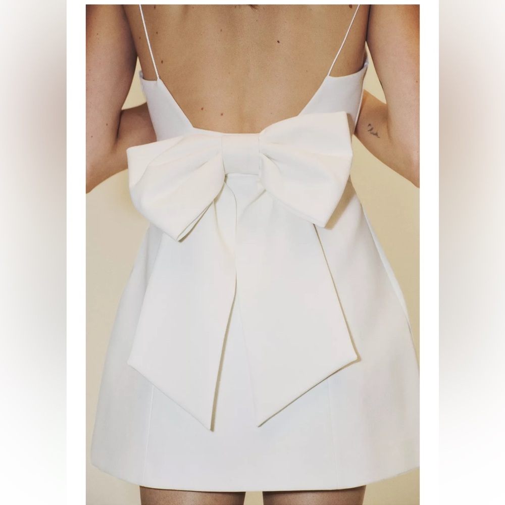 Zara White Mini Dress with Bow